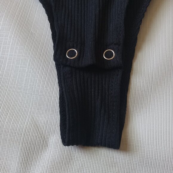 Full Circle Trends Plus Size Solid Black Ribbed Ruffle Strap Bodysuit Women's 2X - Picture 9 of 12